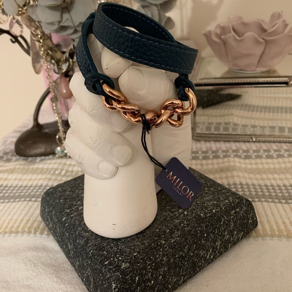 NWT’s Italian Milor leather and Rose Gold bracelet